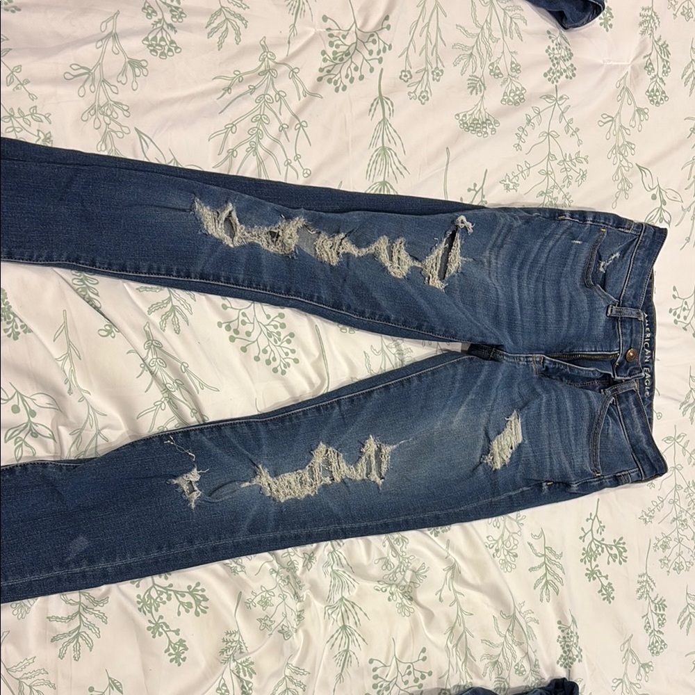 Distressed Blue Jeans